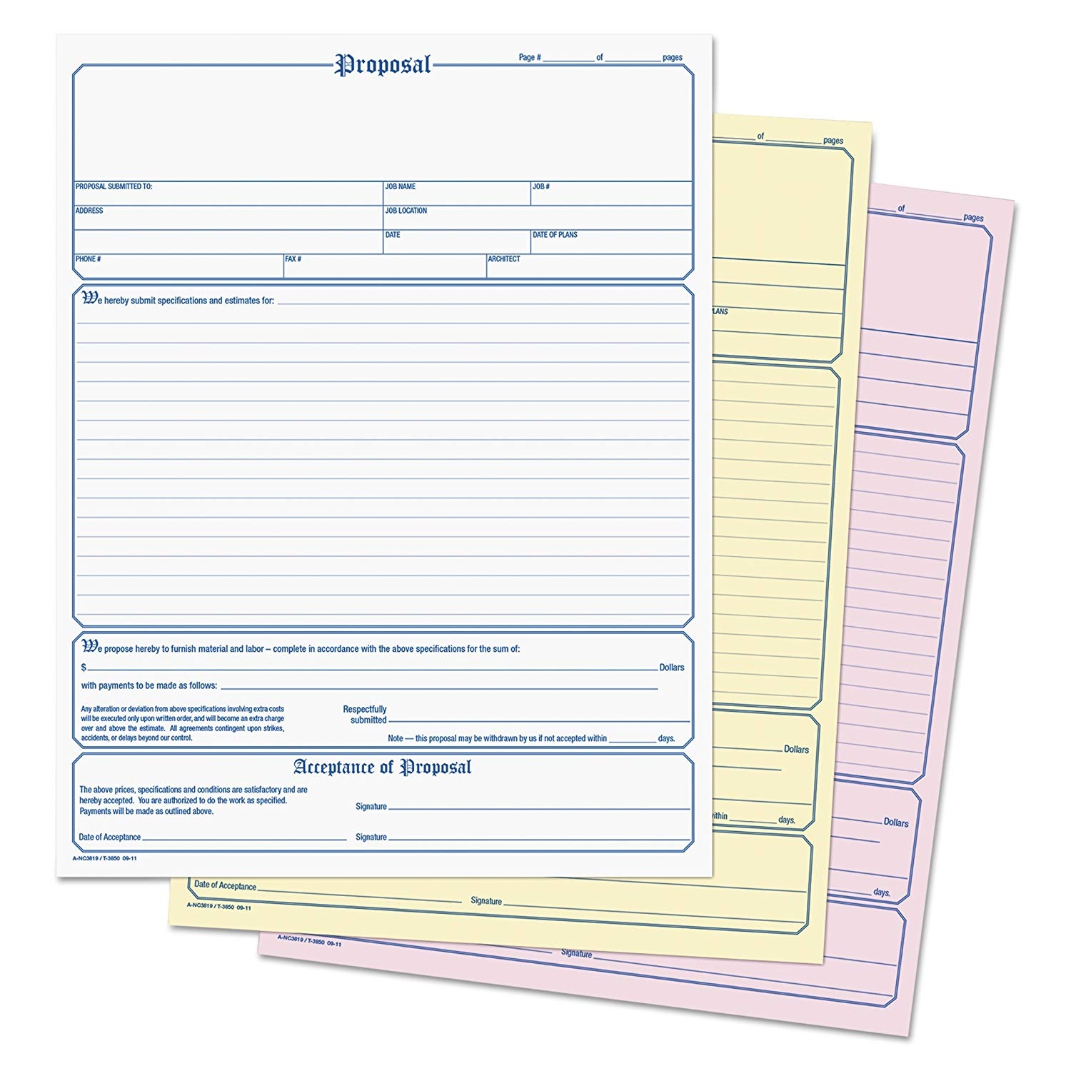 1 Color Carbonless Form 3 Part Paper And Ink Printing