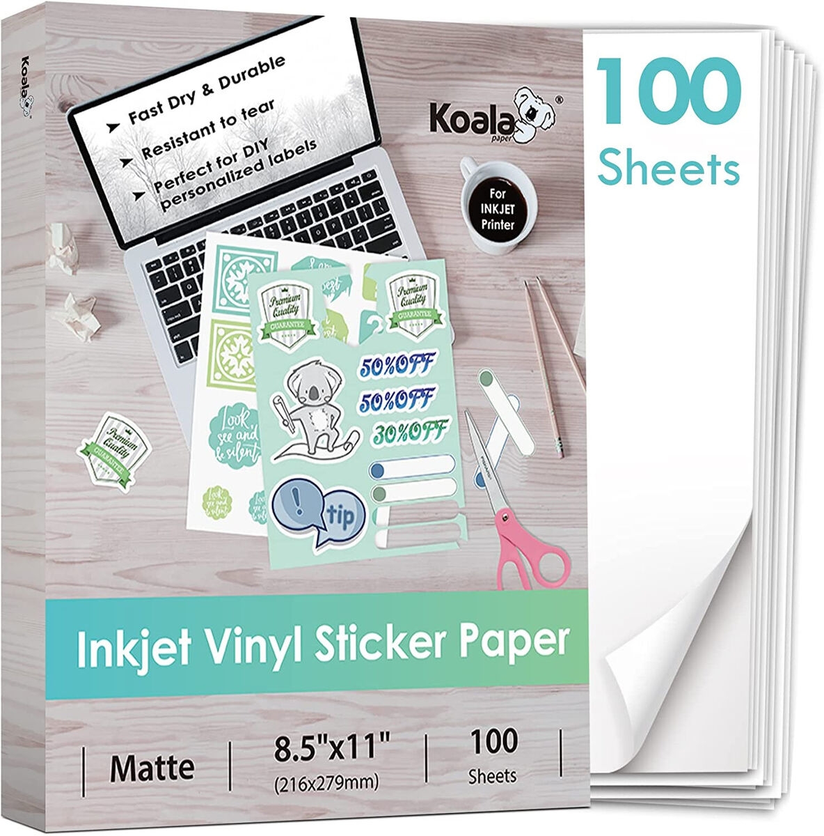 100 PK Koala Printable Vinyl Sticker Paper Waterproof Matte White Inkjet Cricut EBay 100 PK Koala Printable Vinyl Sticker Paper Waterproof Matte White Inkjet Cricut EBay