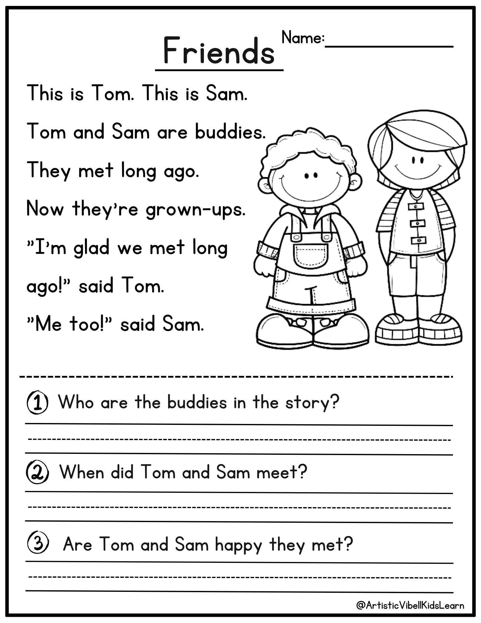 100 Reading Comprehension Passages Kindergarten 1st Grade PDF Etsy
