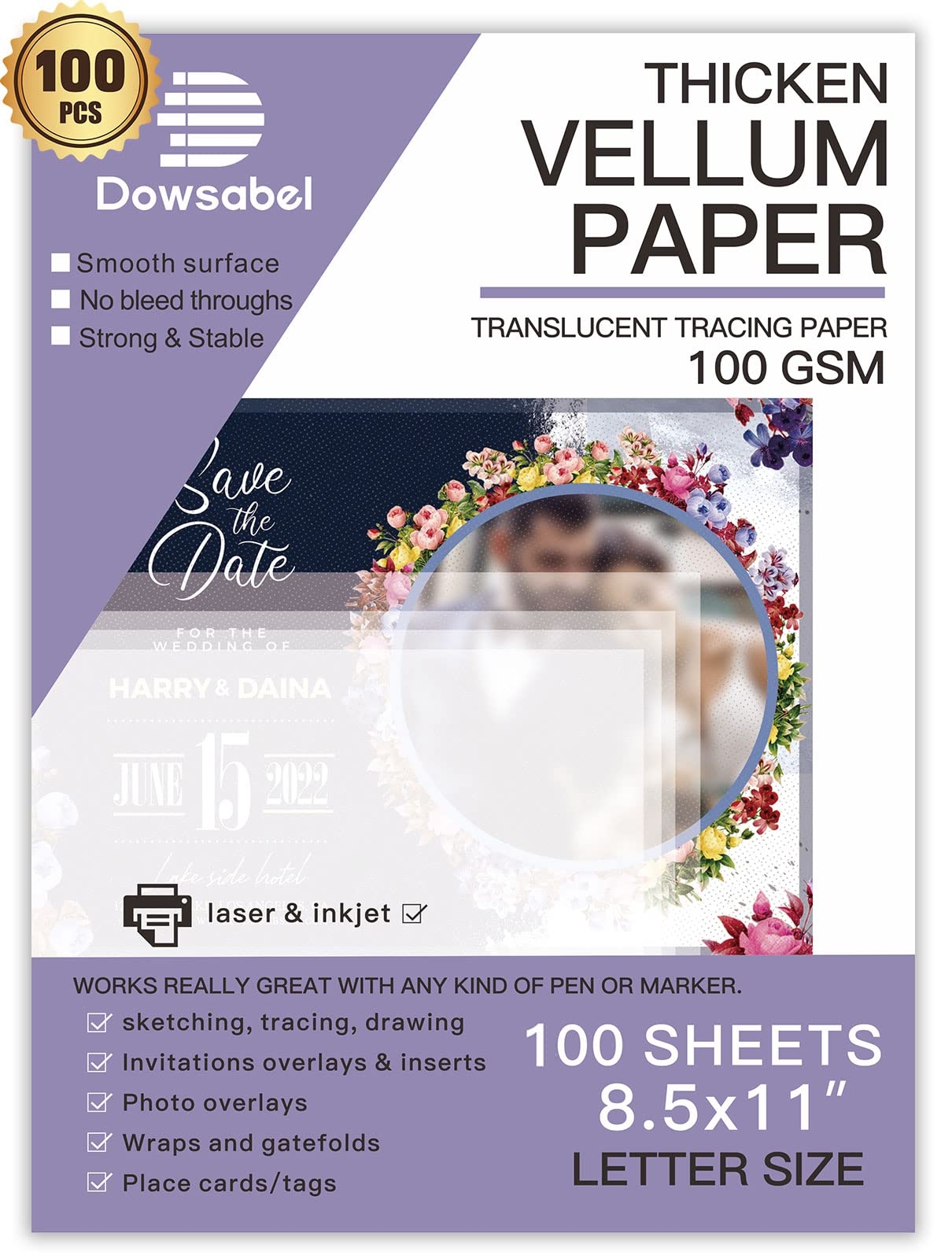 100 Sheets Translucent Vellum Paper 68LBS 8 5 X 11 Inches Printable Vellums F EBay