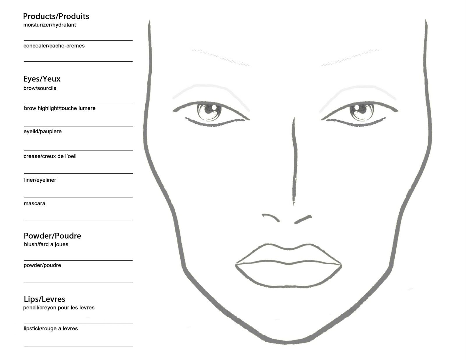 makeup face template printable