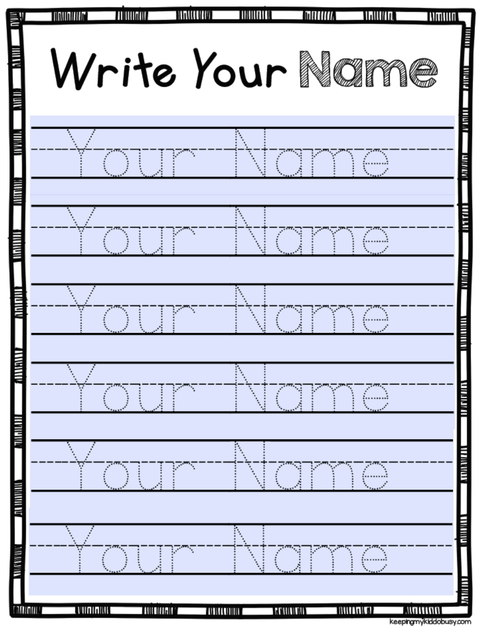 printable name tracing paper