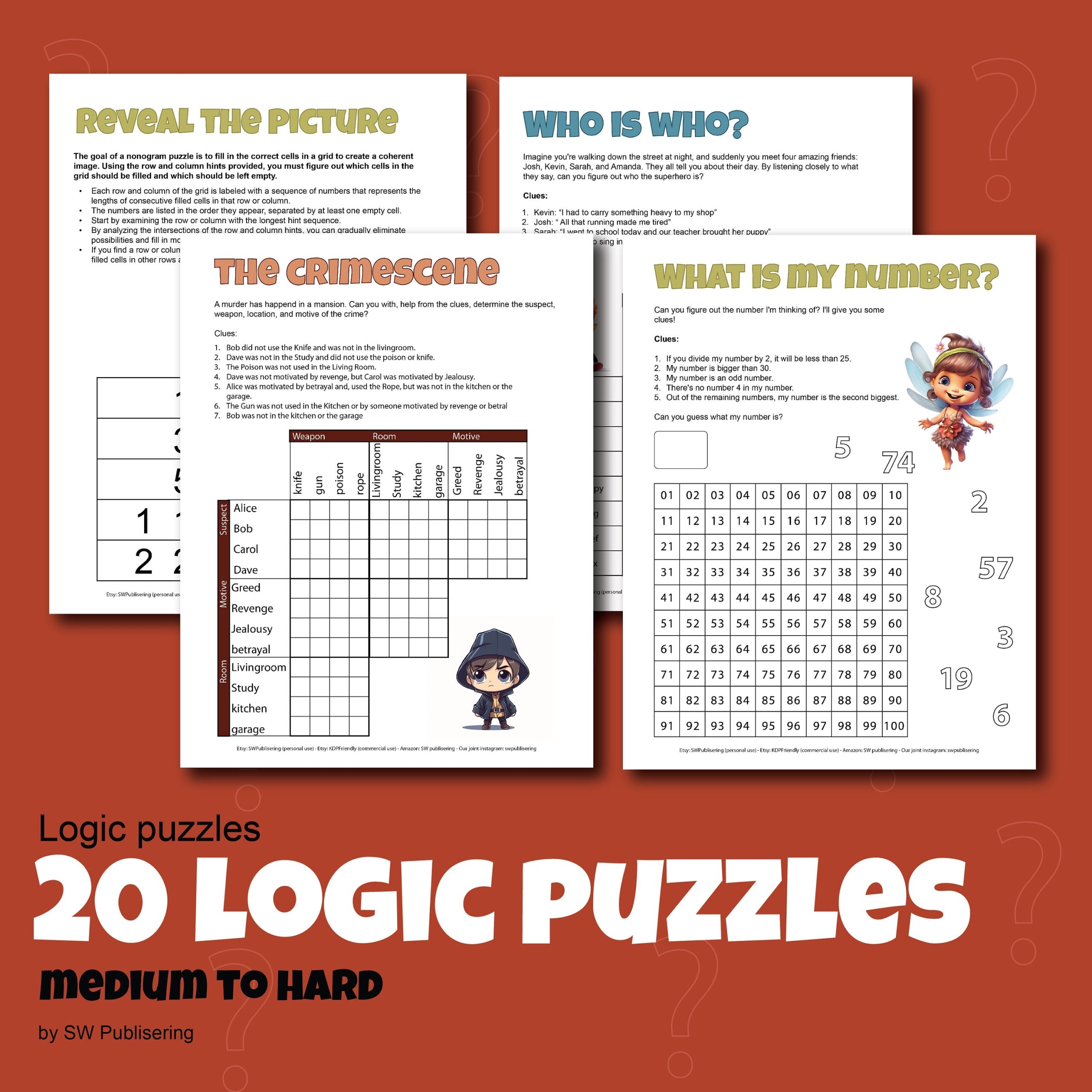 20 LOGIC PUZZLES For Kids Printable Instant Download Pdf In Letter Worksheets Library