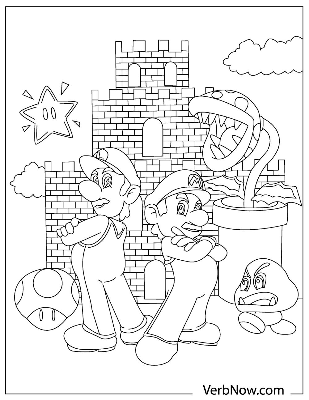 mario color pages printable