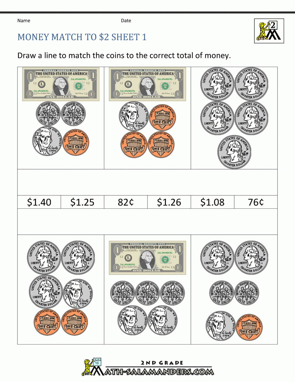 free printable money math worksheets