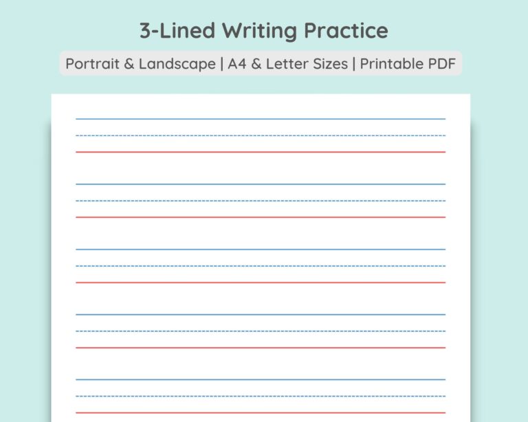 3 lined Writing Practice Paper Calligraphy Penmanship PDF Download Etsy