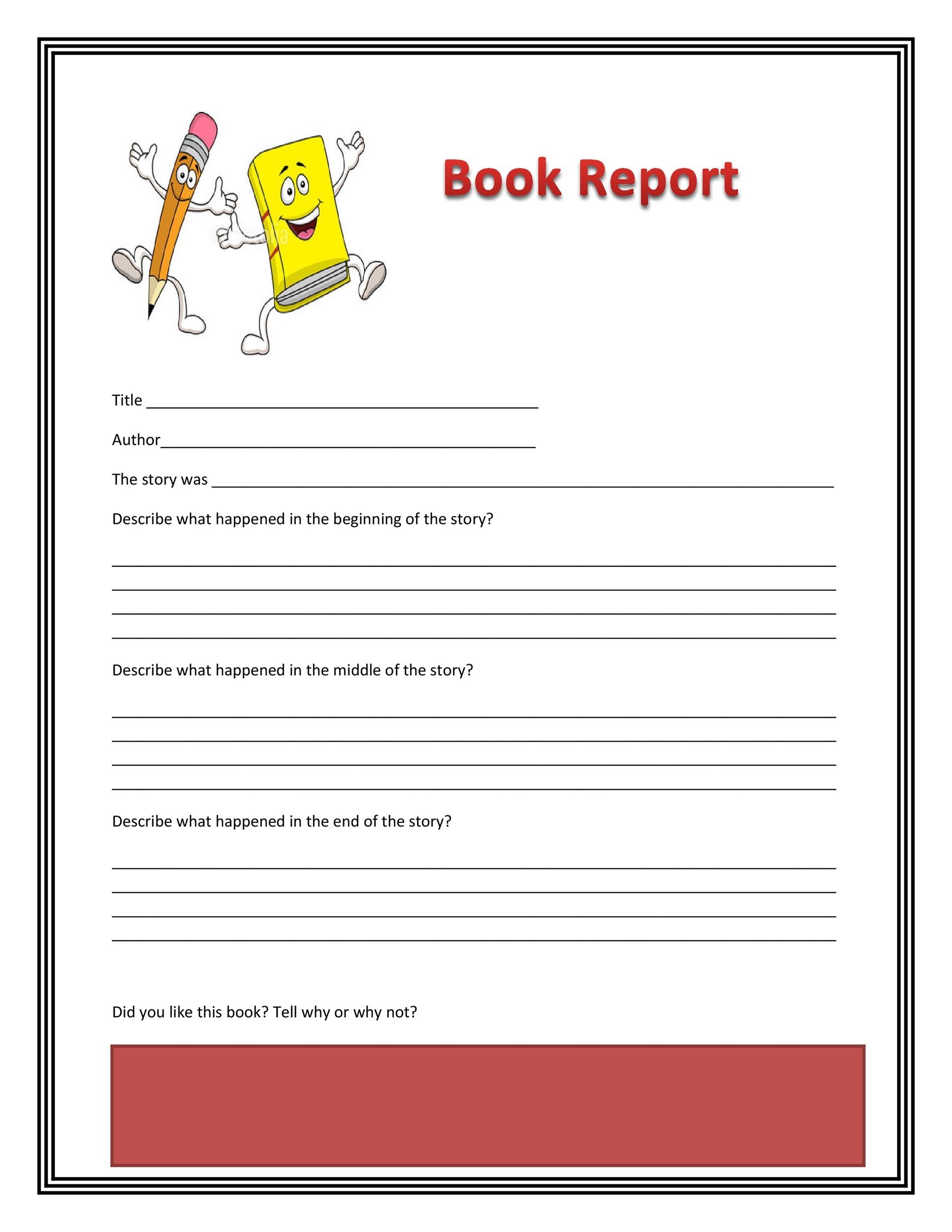 free printable book report template