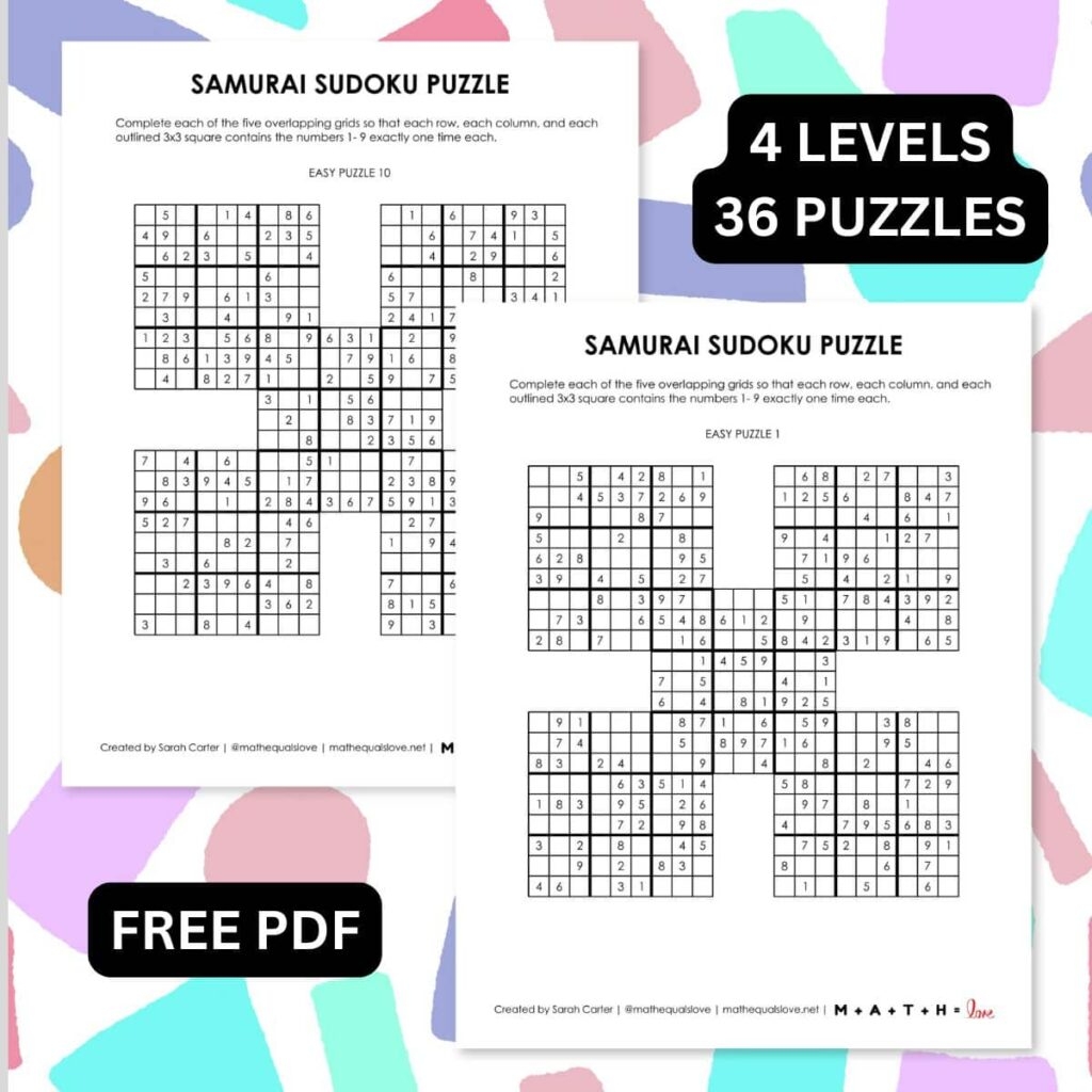 free printable samurai sudoku puzzles