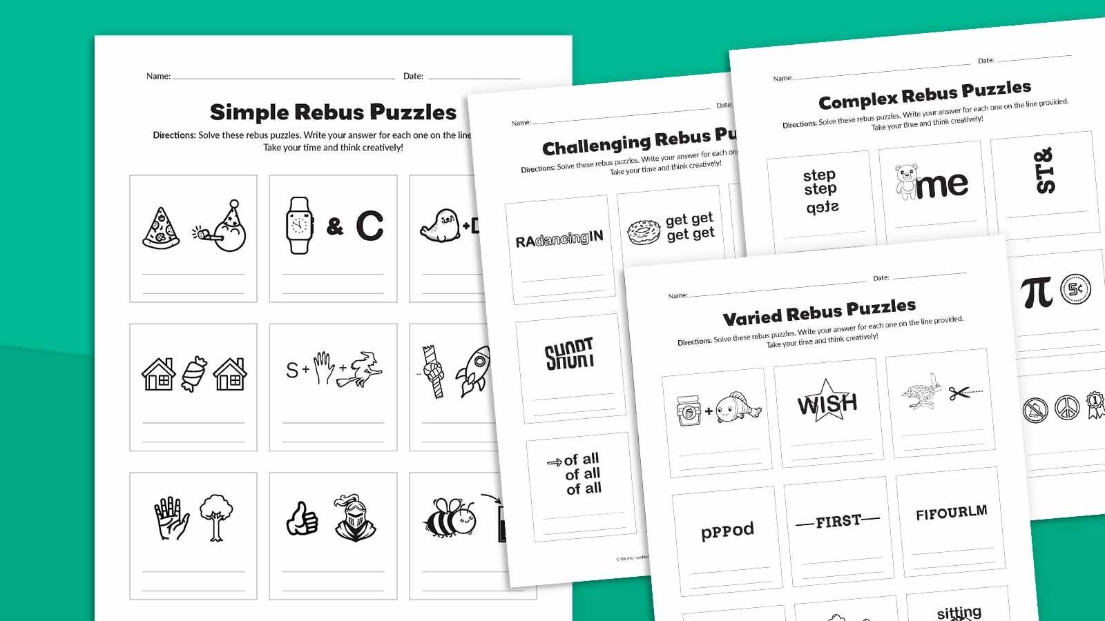 36 Rebus Puzzles With Answers Free Printable  36 Rebus Puzzles With Answers Free Printable
