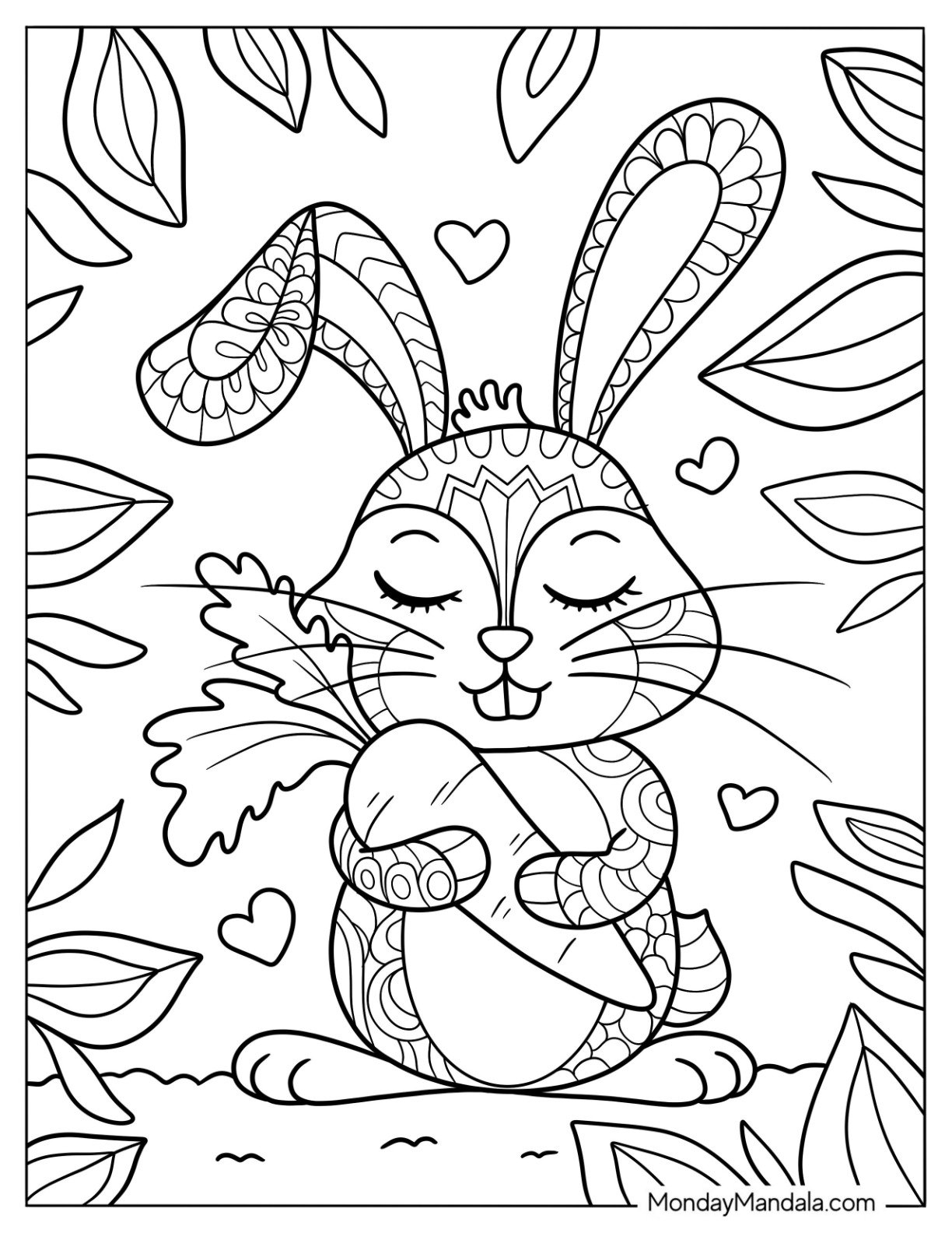rabbit printable coloring pages