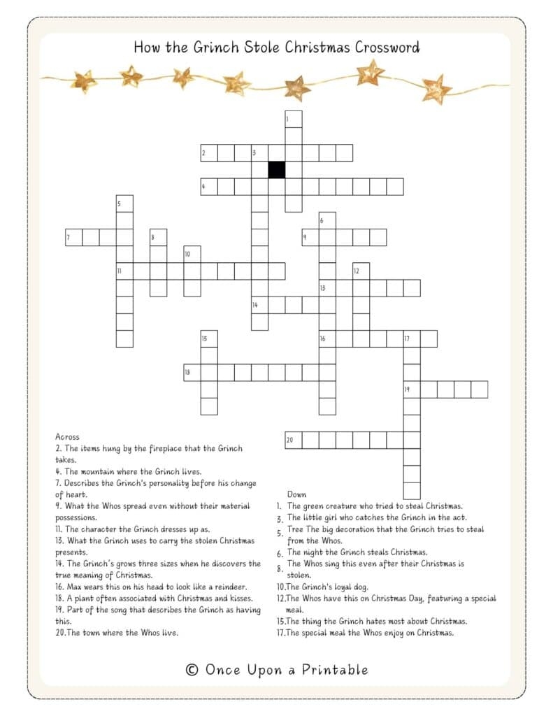 christmas crossword puzzles printable free