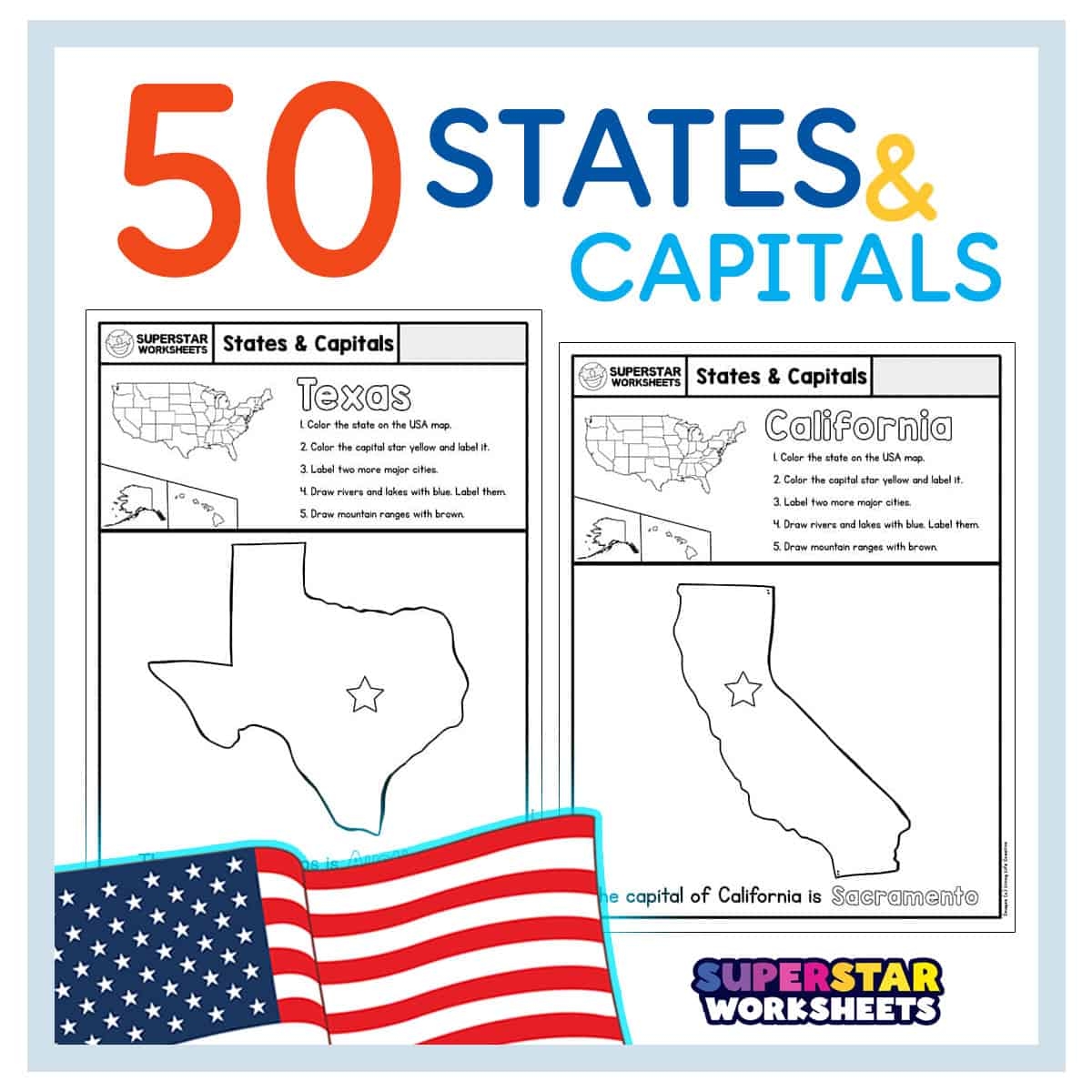 free printable state capital worksheets