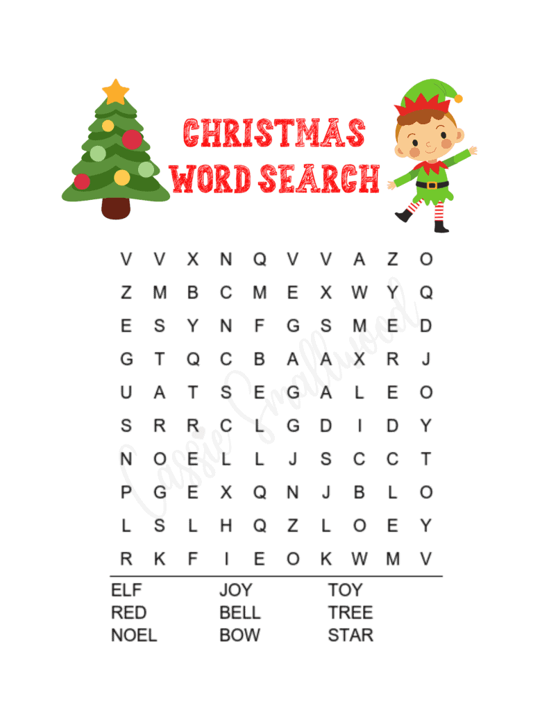 christmas search word puzzles printable