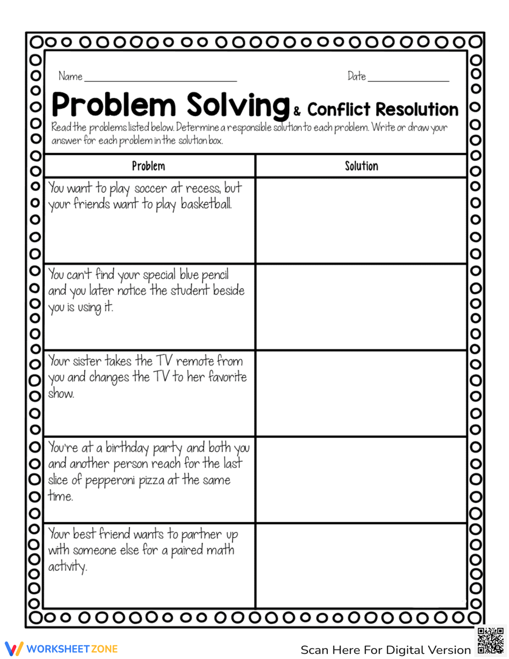 free printable conflict resolution worksheets