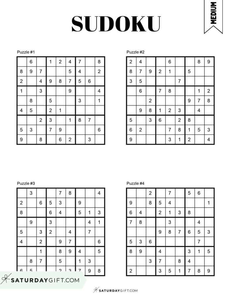 72 Free Printable Sudoku Puzzles SaturdayGift 72 Free Printable Sudoku Puzzles SaturdayGift