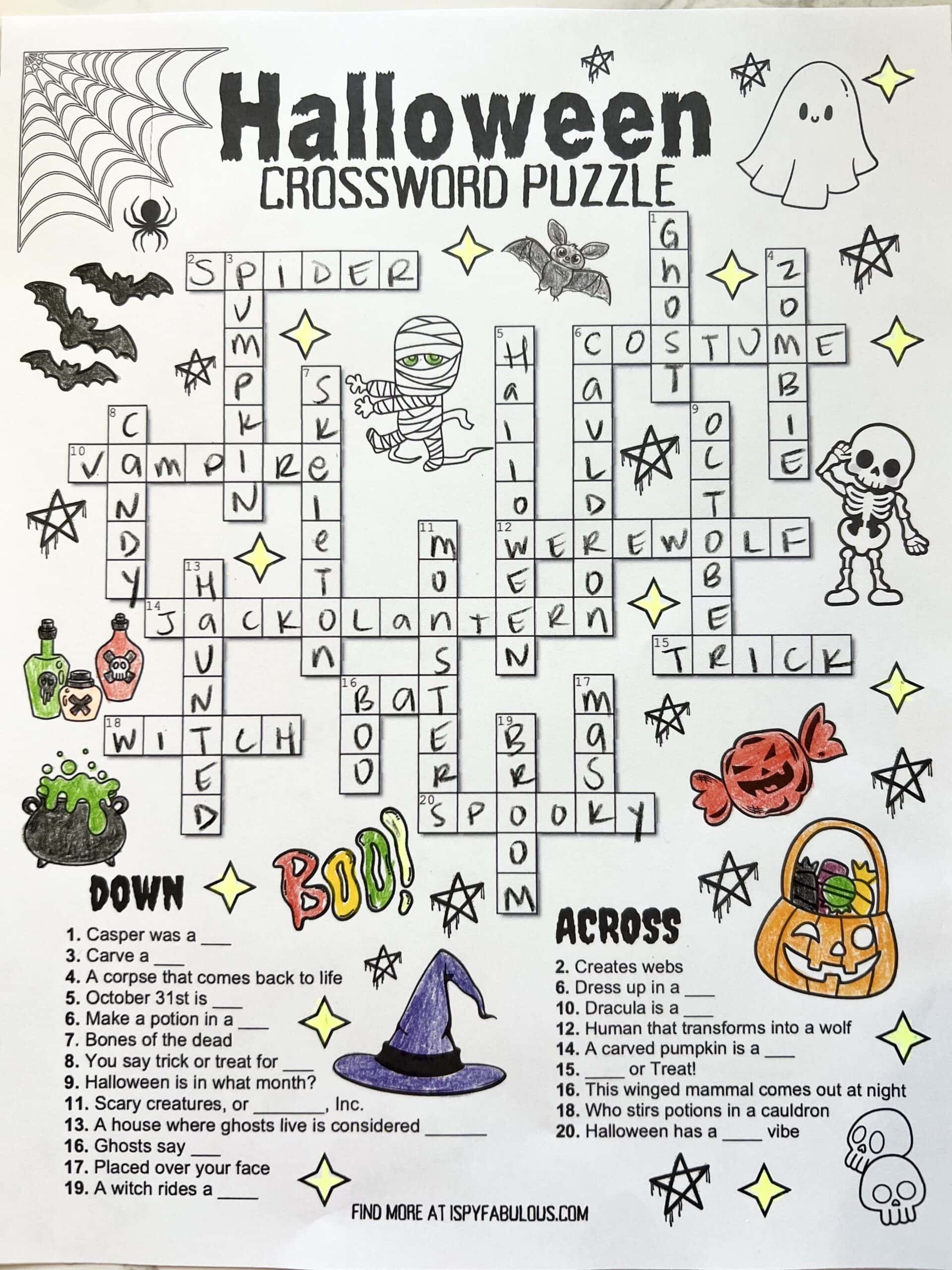 free printable halloween crossword puzzles free printable halloween crossword puzzles