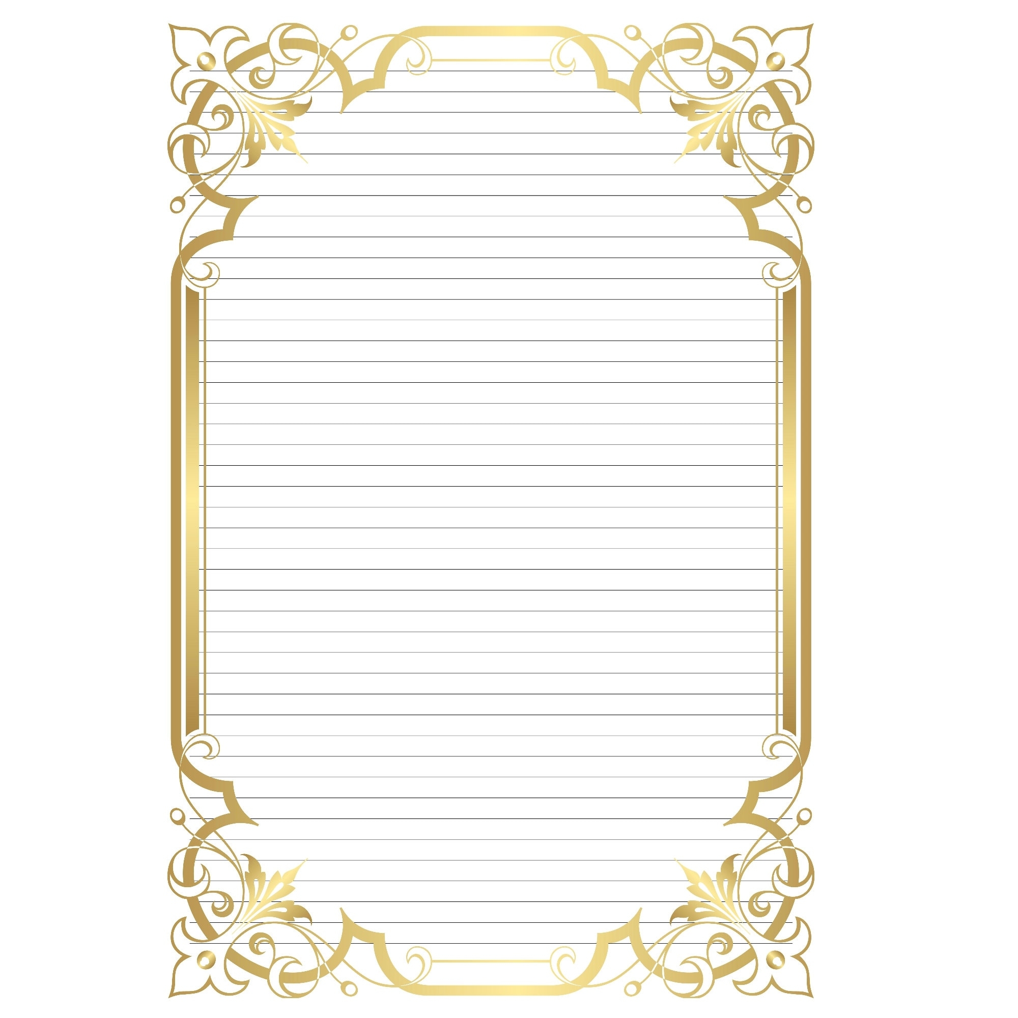 A4 Lined Printable Paper Instant Download Gold Border 20s Themed Etsy