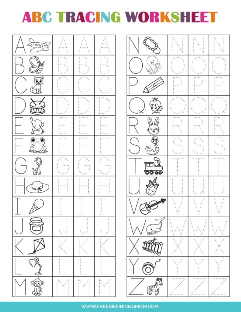 abc tracing worksheets printable