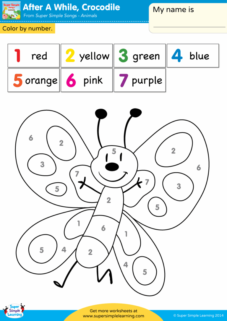 After A While Crocodile Worksheet Color By Number Super Simple