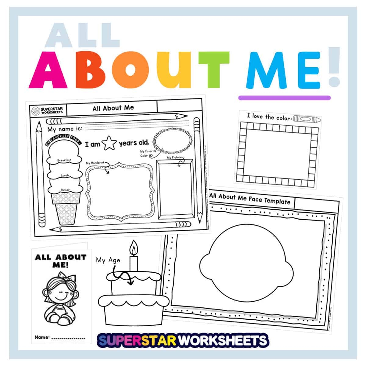 free all about me printable worksheets