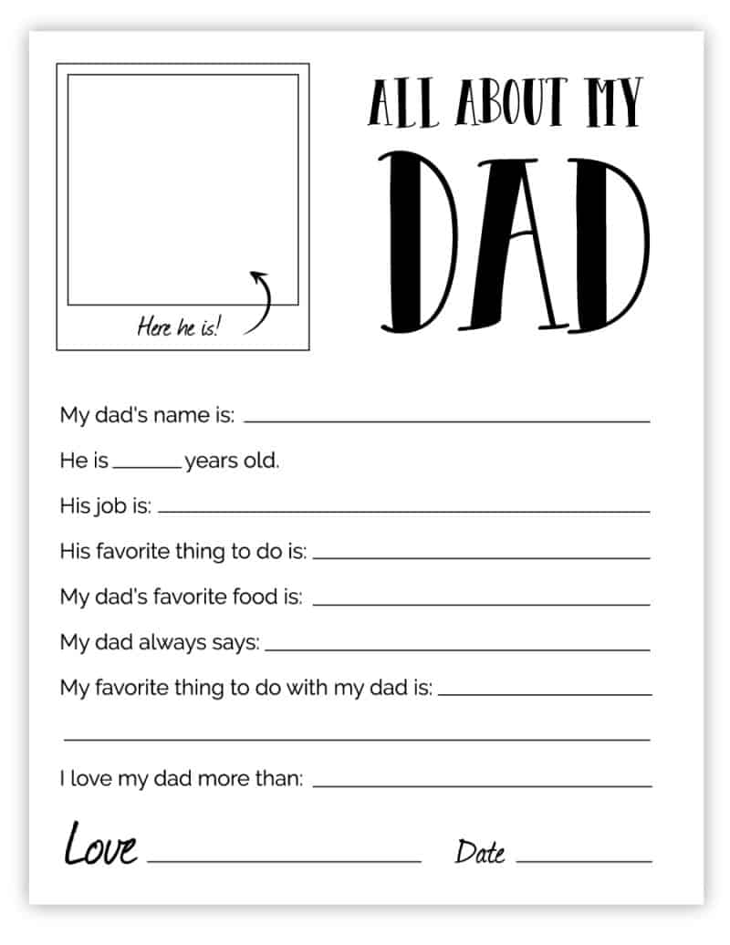 all about my papa free printable