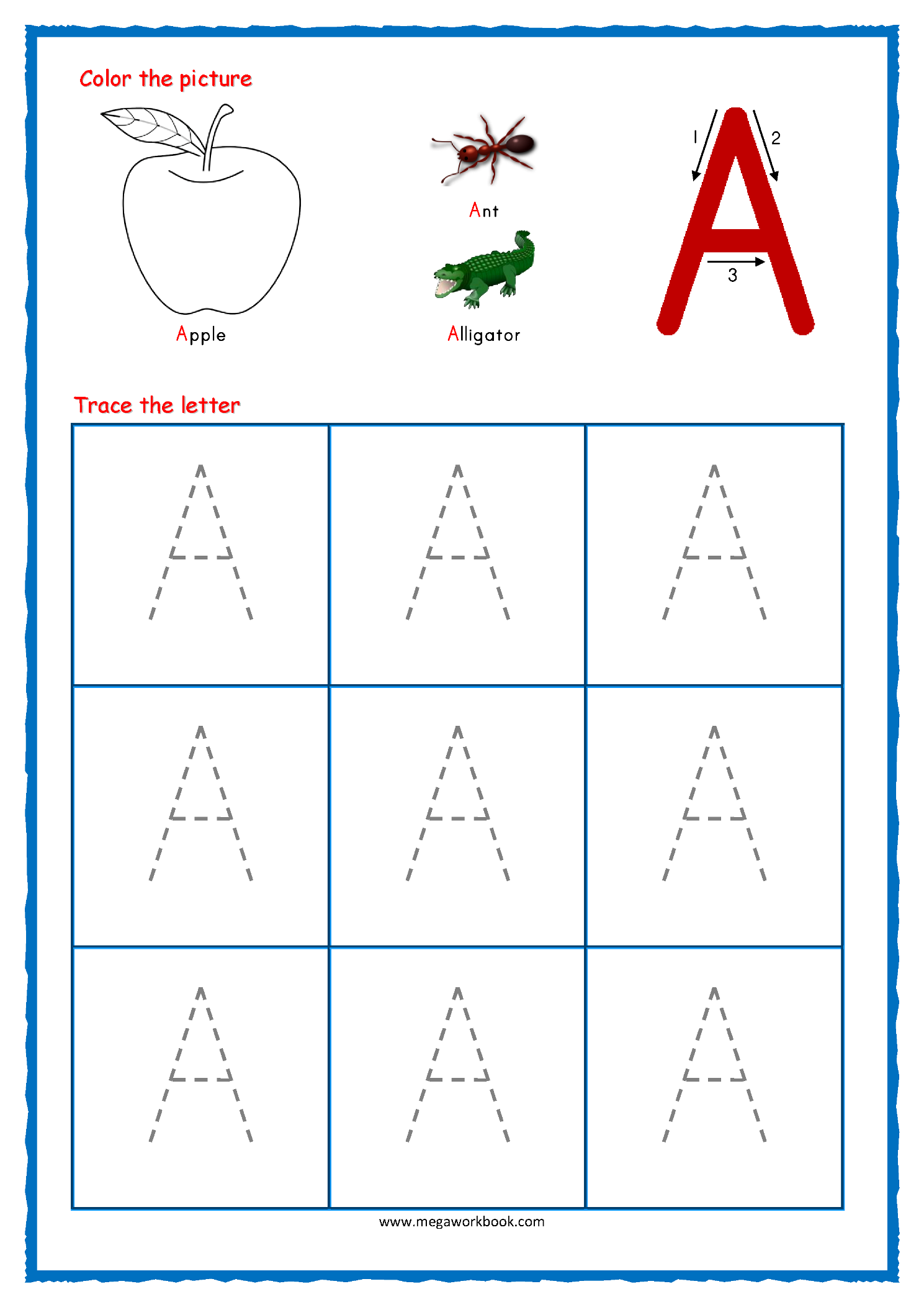 free printable tracing letter a worksheets