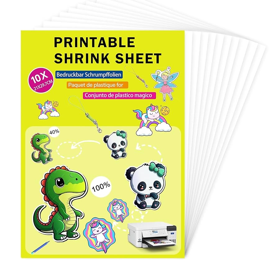 Amazon 10 Sheets Glossy White Printable Shrink Plastic Sheets Heat Shrink Films Papers For Kids Creative Craft 8 3 X 11 7 Inch For Inkjet Printer Office Products Amazon 10 Sheets Glossy White Printable Shrink Plastic Sheets Heat Shrink Films Papers For Kids Creative Craft 8 3 X 11 7 Inch For Inkjet Printer Office Products
