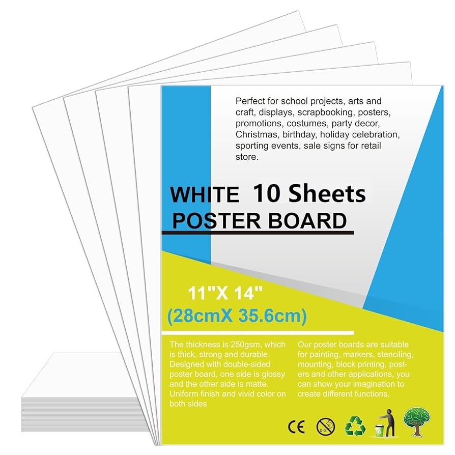 Amazon 10Pcs Poster Board White Poster Paper Bulk 11 X 14 ROOKEA 250Gsm Thickness Vision Boards Smart Poster Board For School Arts Craft Projects Presentations Drawing Scrapbooking Blank Graphic Display 