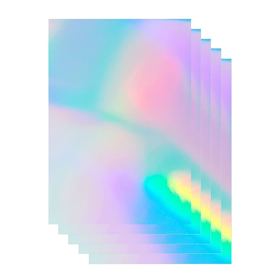 Amazon 20 Sheet Holographic Sticker Paper 8 5x11 Inch Waterproof Rainbow Vinyl For Inkjet Or Laser Printer Office Products