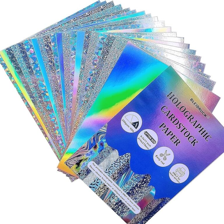Amazon 20 Sheets Holographic Cardstock Paper 250gsm 92lb 8 5 X 11 Metallic Glitter Paper 4 Mixed Styles Printable Only Compatible With Laser Printer Thick Card Stock For Crafts Scrapbook Party Decoration 