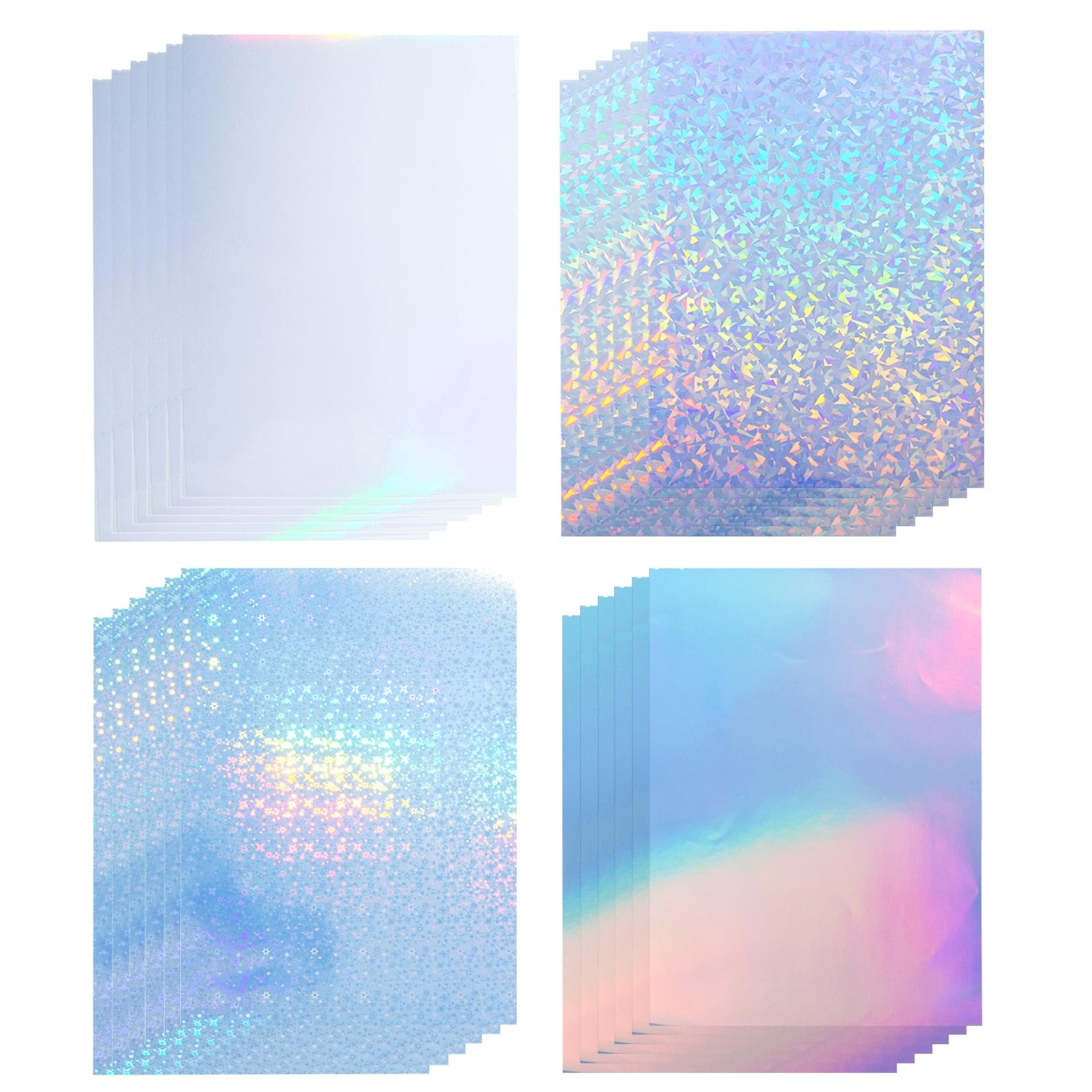 Amazon 36 Sheets Vinyl Printable Sticker Paper A4 Size 8 25 X 11 7 Glossy Holographic Sticker Paper Self Adhesive Waterproof Dries Quickly For Inkjet Laser Printer Office Products