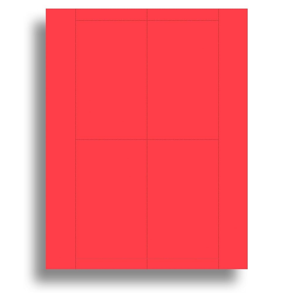 Amazon 65lb Bright Red Printable Index Cards 3x5 Index Card Sheets For Inkjet Laser Printers Perforated Cards 4 Per Page 25 Sheets 100 Index Cards Office Products