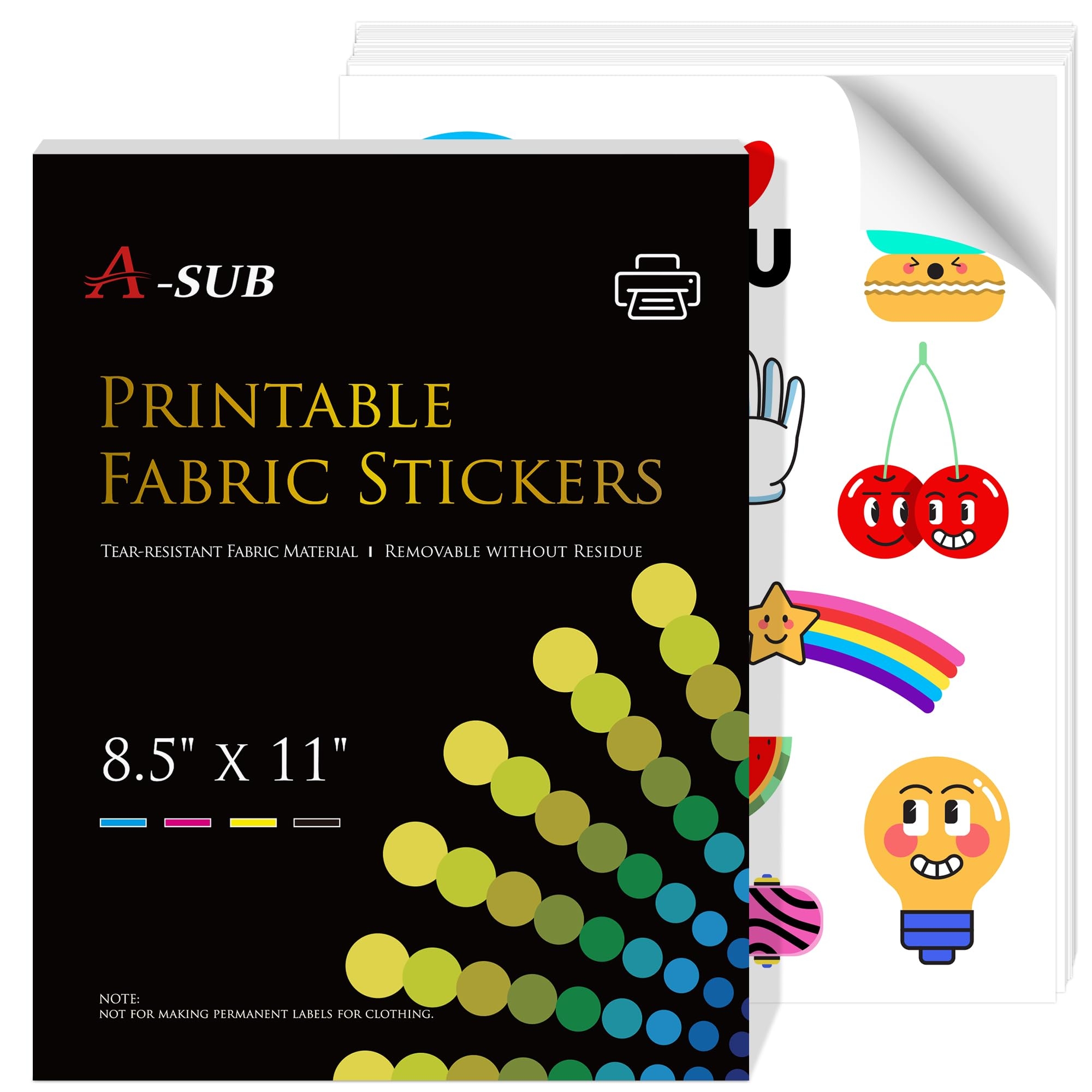 Amazon A SUB Printable Fabric Sticker Paper For Inkjet Printers 8 5x11 Inches Matte White Waterproof Printable Stciker Paper For Making Custom Stickers 10 Sheets Tear resistant Office Products