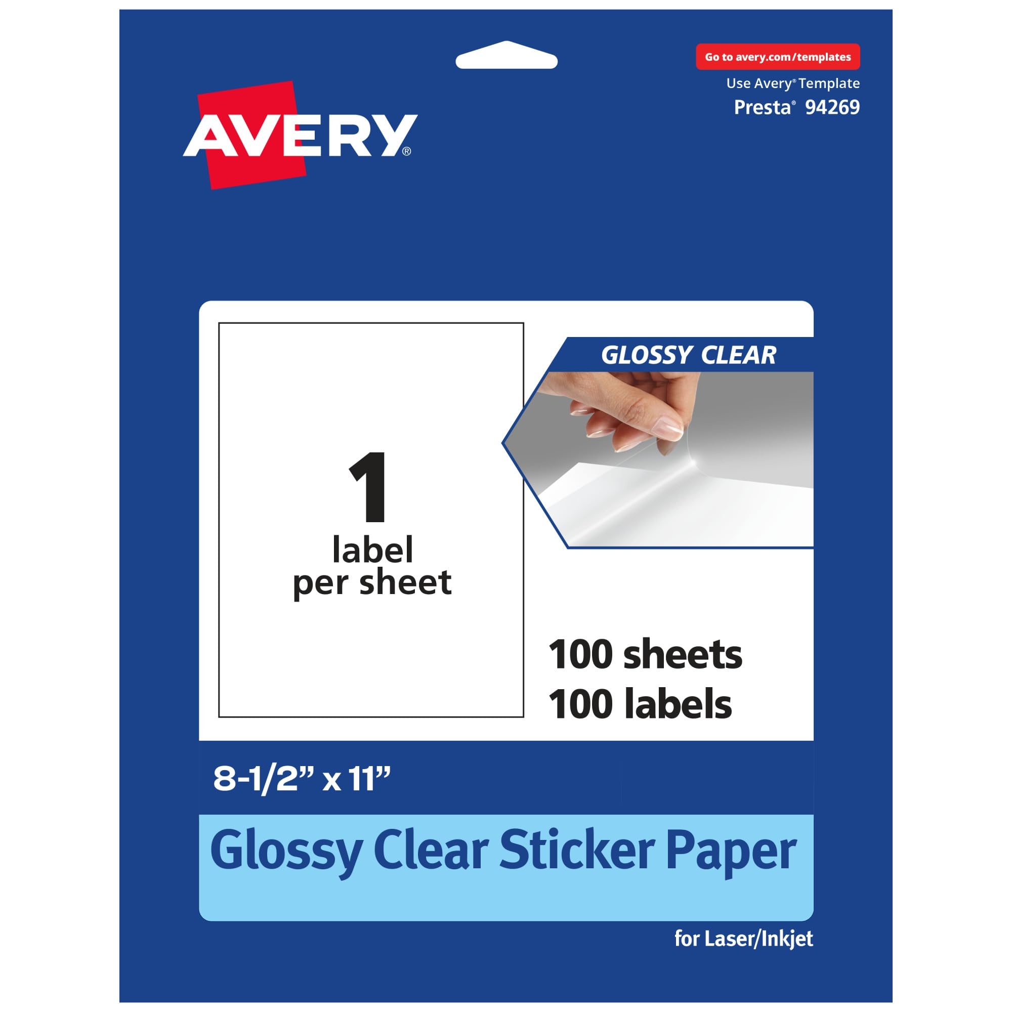 Amazon Avery Glossy Clear Sticker Paper 8 5 X 11 Clear Stickers 100 Total Laser Inkjet Printable Great For Merchandaising Wedding And Mailing Office Products
