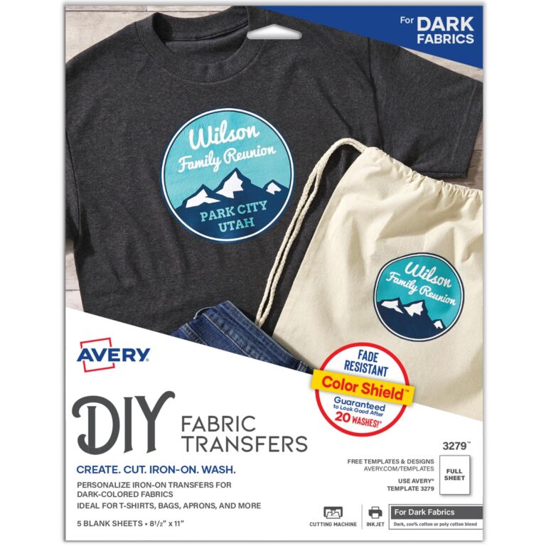 Amazon Avery Printable Heat Transfer Paper For Dark Fabrics 8 5 X 11 Inkjet Printer Compatible 5 Sheets Of Iron On Transfer Paper Great For Custom Shirts Uniforms Gifts And More 3279