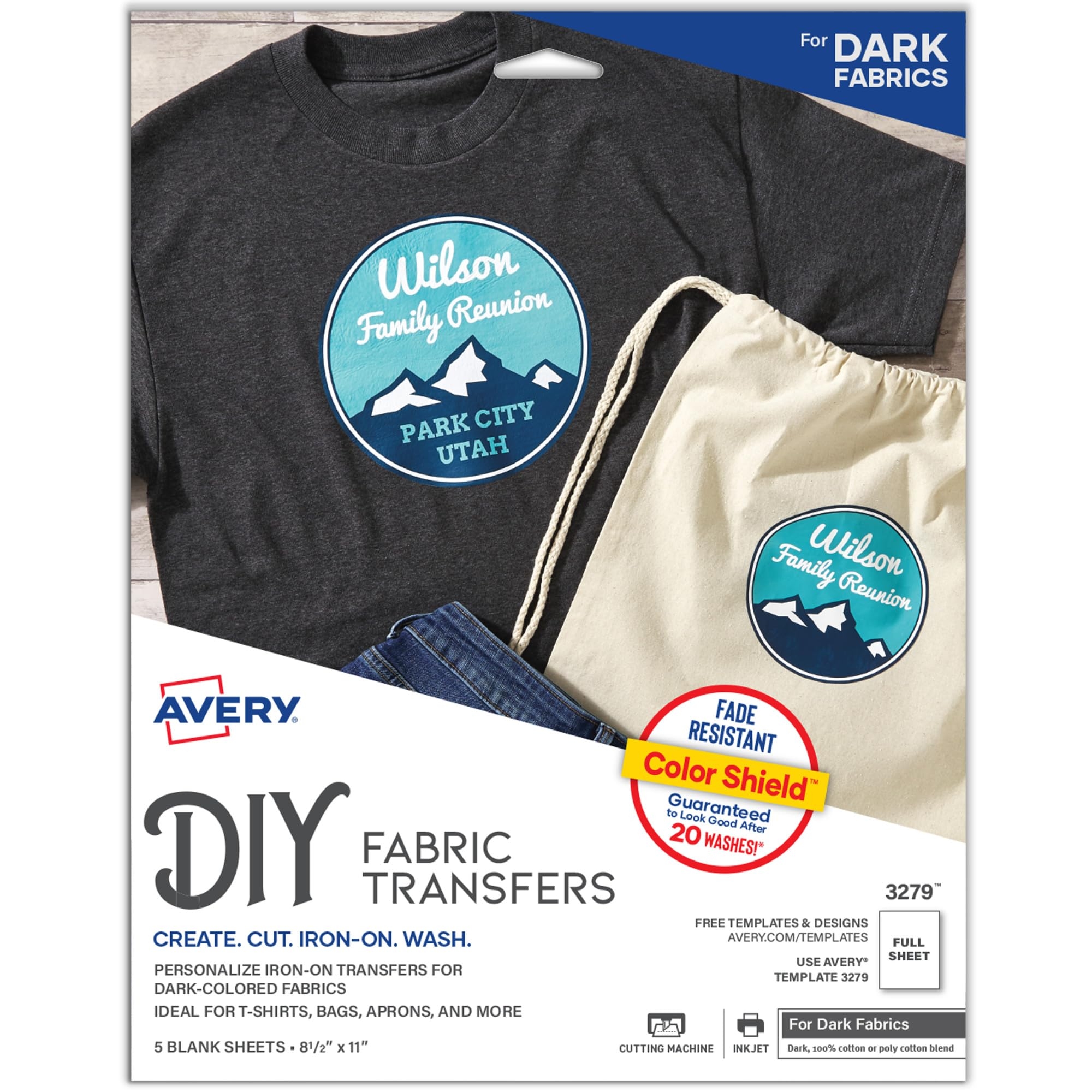 Amazon Avery Printable Heat Transfer Paper For Dark Fabrics 8 5 X 11 Inkjet Printer Compatible 5 Sheets Of Iron On Transfer Paper Great For Custom Shirts Uniforms Gifts And More 3279 