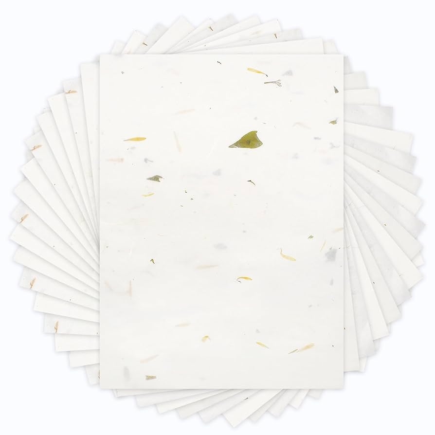 Amazon Benvo 50 Sheets A4 Natural Mulberry Paper Visible Leaves Fiber Rice Paper Printable Decoupage Tissue Paper Sheets For Writing Painting Card Making DIY Crafts 8 3x11 7in Semi Transparent Off White 