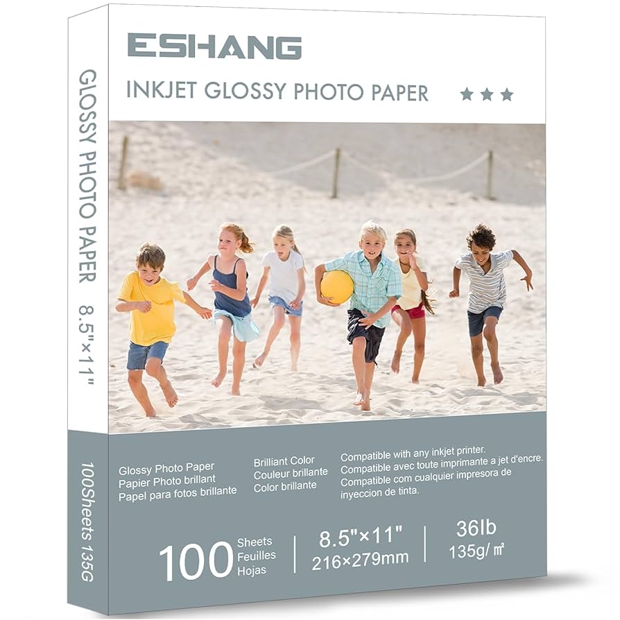Amazon ESHANG Thin Inkjet Printer Paper 100 Sheets For DIY Chip Bag And Print Brochure Flyer 8 5x11 Inches Glossy 36Lb Office Products