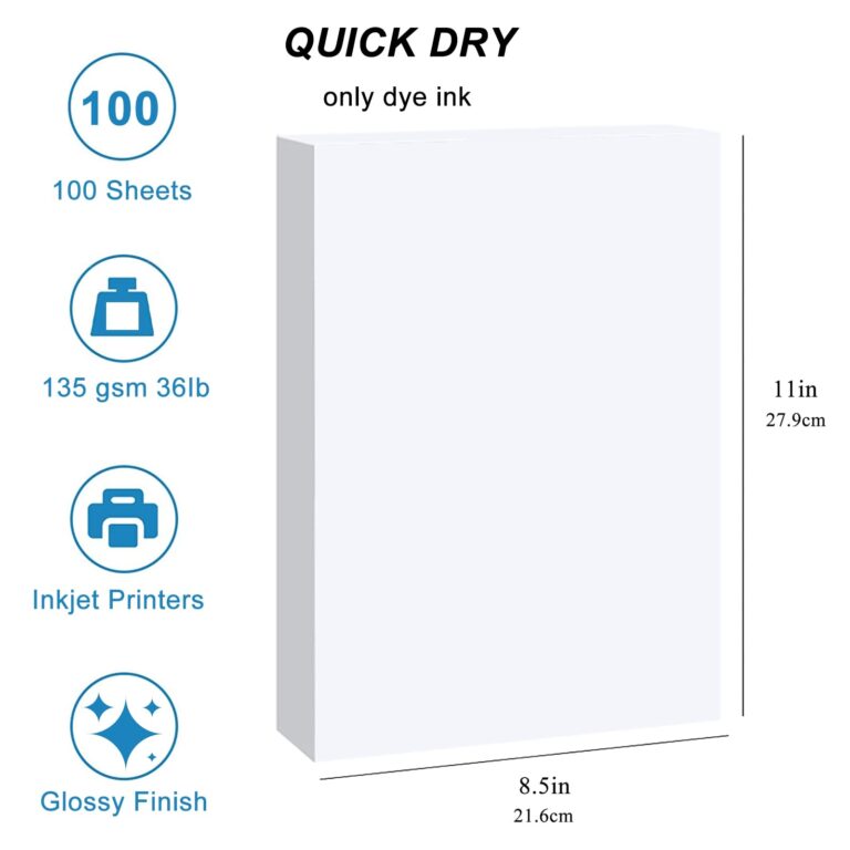 Amazon ESHANG Thin Inkjet Printer Paper 100 Sheets For DIY Chip Bag And Print Brochure Flyer 8 5x11 Inches Glossy 36Lb Office Products