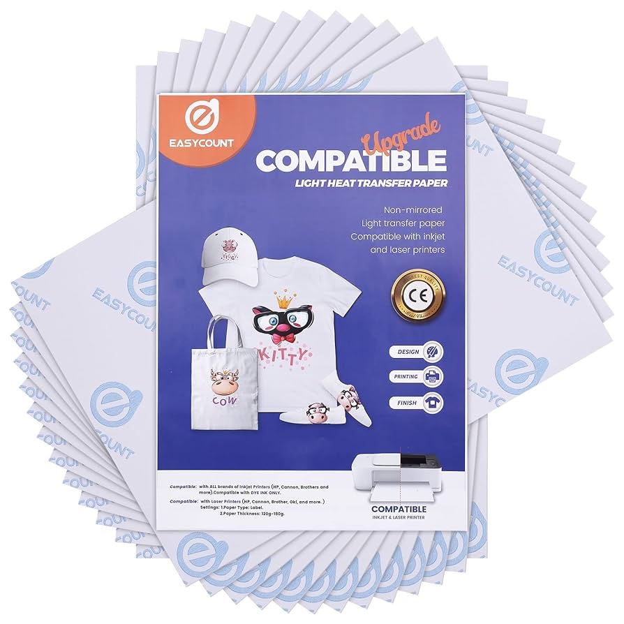 Amazon Heat Transfer Paper For Light T Shirts 10 Sheets 8 5x11 Light 6 0 Printable HTV Heat Transfer Vinyl For Inkjet Laserjet Printer Iron On Transfers For T Shirts For Inkjet Printer 