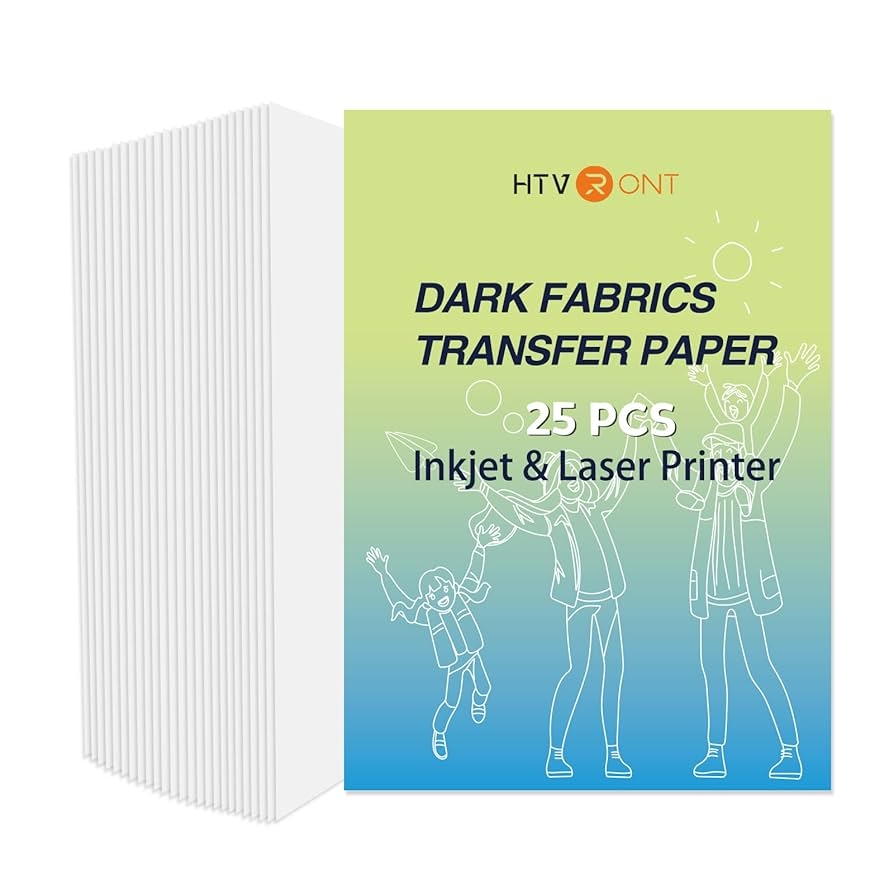 Amazon HTVRONT Heat Transfer Paper For Dark T Shirts 25 Sheets 8 5x11 Iron On Transfer Paper For Inkjet Laser Printer Stretchable Durable Printable Heat Transfer Vinyl Easy To Use 