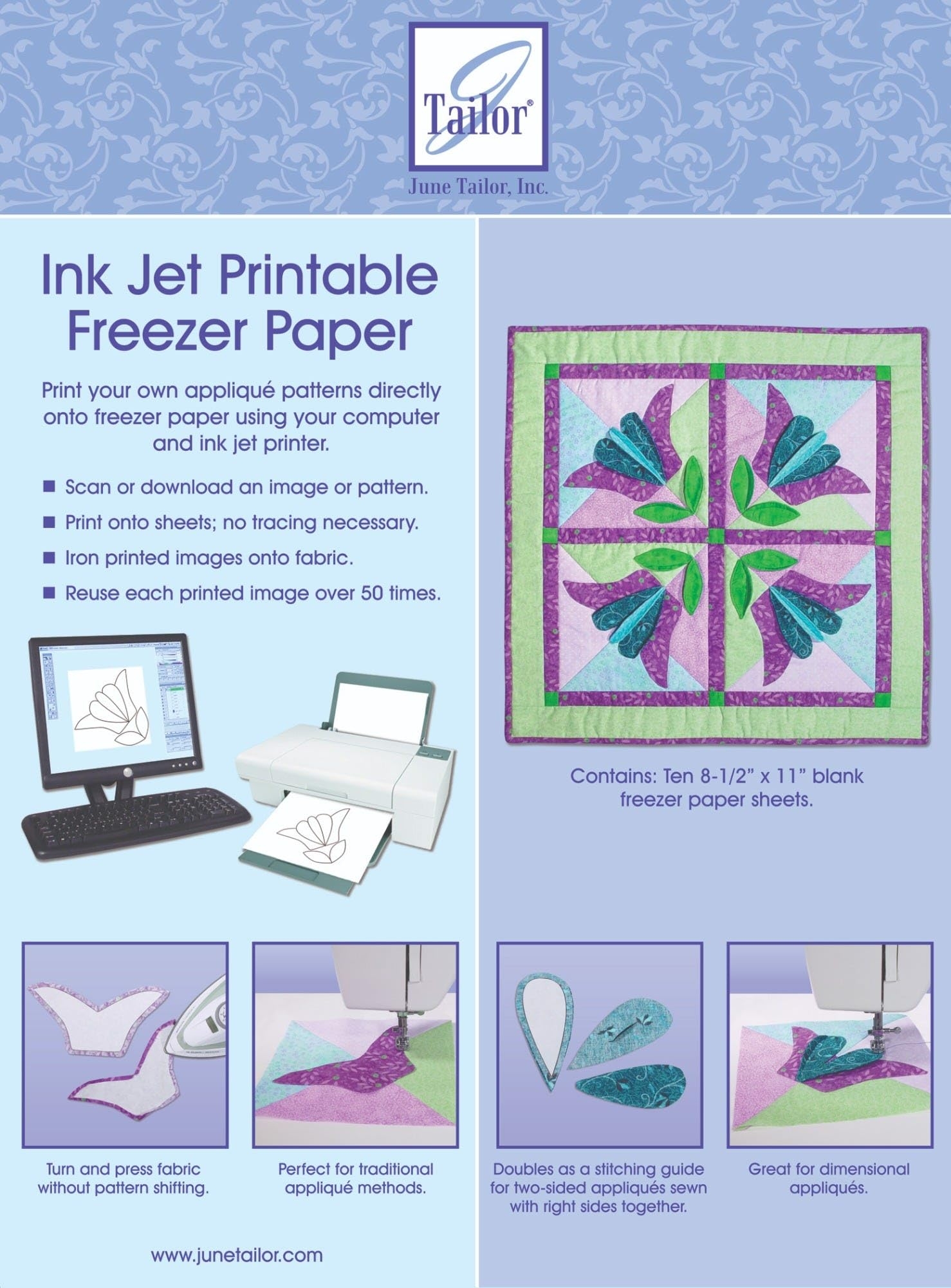 Amazon June Tailor 8 1 2 Inch By 11 Inch Ink Jet Printable Freezer Paper 10 Pack JT408 White Industrial Scientific