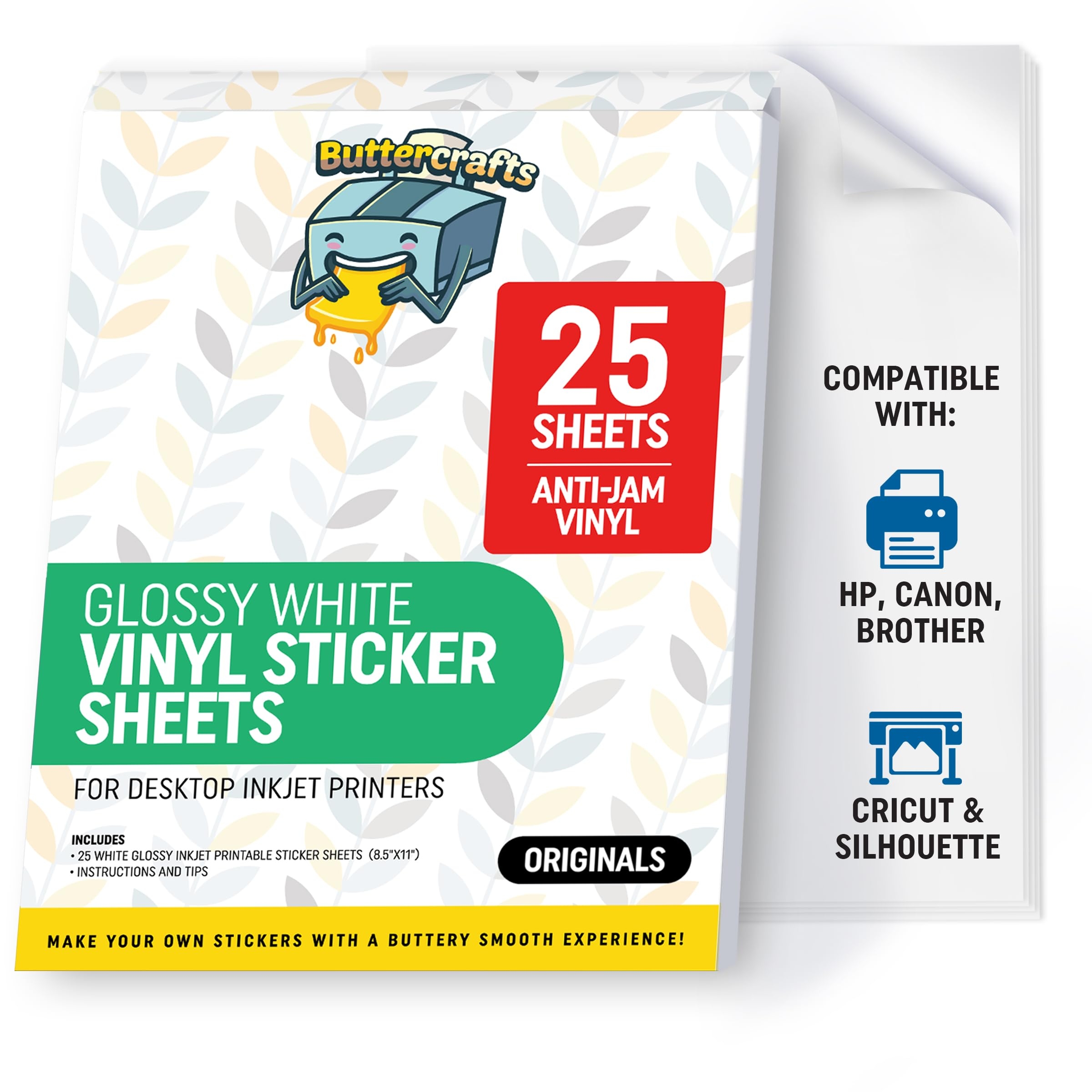 Amazon Premium Printable Vinyl Sticker Paper For Inkjet Printer 25 Sheets 8 5 x11 Glossy Sticker Paper Waterproof Weatherproof White Vinyl Sticker Sheets Strong Adhesive Laser Labels Decals Office Products