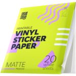 Amazon Premium Printable Vinyl Sticker Paper For Inkjet Printer And Laser 20 White Matte Sticker Paper Waterproof Durability Adhesive Paper 8 5 X 11 Fast Dry Holds Ink Well Great