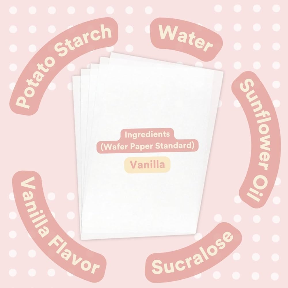Amazon Printable Edible Wafer Paper Sheets From Paper2eat 0 30 Mm 25 Sheets Vanilla Grocery Gourmet Food