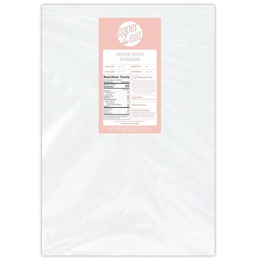 Amazon Printable Edible Wafer Paper Sheets From Paper2eat Standard 0 30 Mm 100 Sheets Grocery Gourmet Food