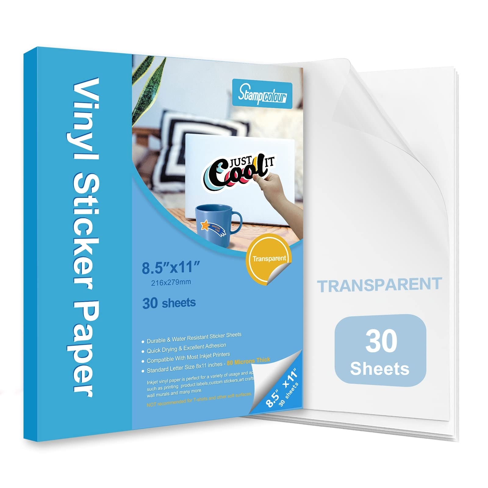 Amazon Stampcolour Printable Vinyl Sticker Paper Transparent 30 Clear Self Adhesive Sheets No Waterproof Dries Quickly Vivid Colors Decal Paper Tear Resistant for Any Epson HP Canon Sawgrass Inkjet Printer Office Products Amazon Stampcolour Printable Vinyl Sticker Paper Transparent 30 Clear Self Adhesive Sheets No Waterproof Dries Quickly Vivid Colors Decal Paper Tear Resistant for Any Epson HP Canon Sawgrass Inkjet Printer Office Products