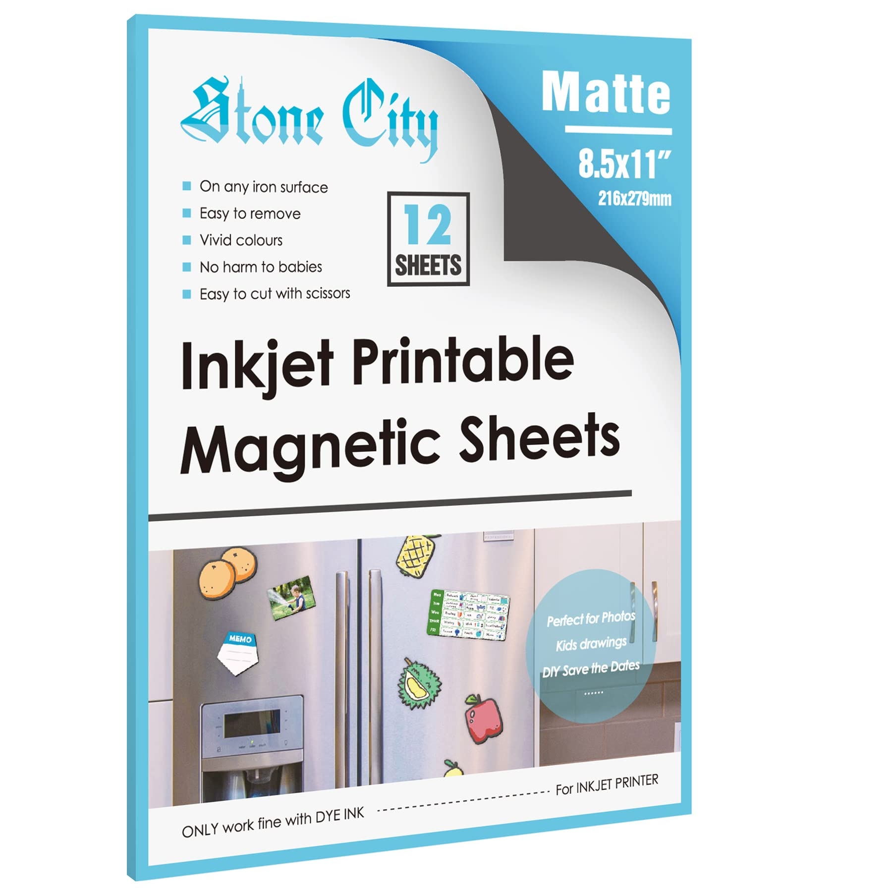 Amazon Stone City Printable Magnetic Sheets 8 5x11 Inch 12 Sheets Matte Magnet Paper Sheet For Inkjet Printer Flexible Magnetic Printer Paper For Fridge DIY Crafts Office Products