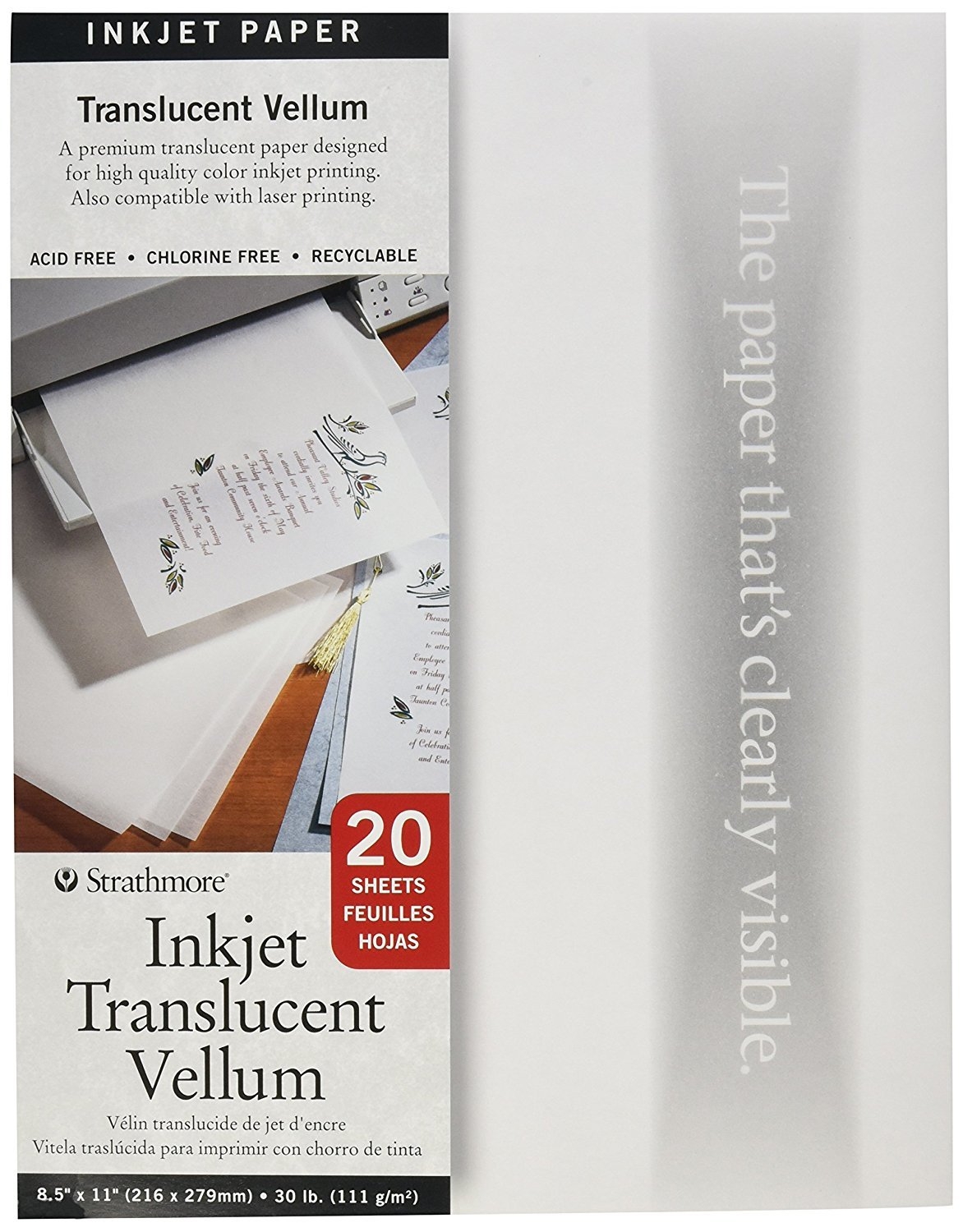 Amazon Strathmore 59 803 Printable Vellum 20Sheet Translucent 8 5 X 11 Multicolor
