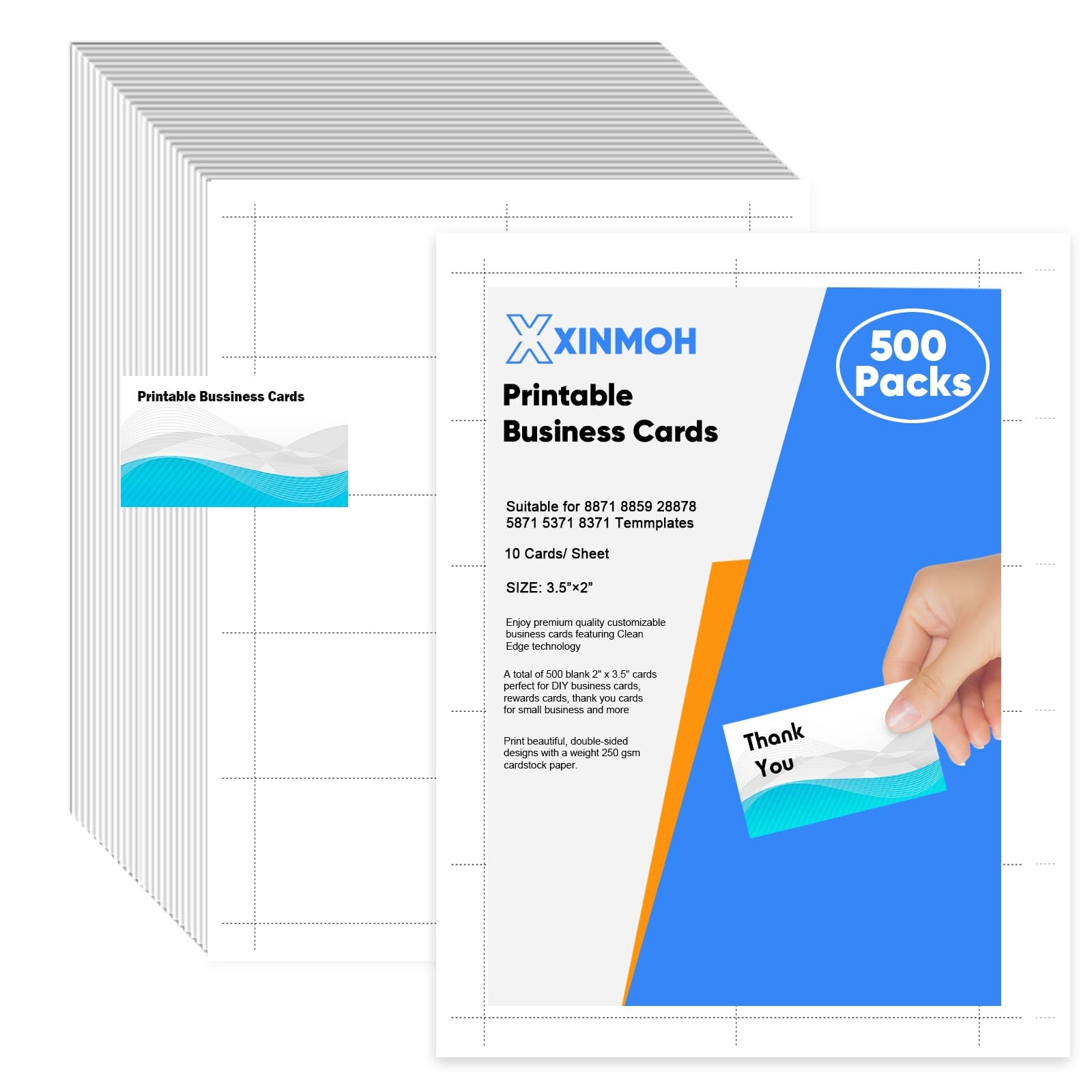 Amazon Thick Business Cards 500 Printable Business Card 3 5 X 2 Business Card Paper Compatible With Laser Inkjet Printer Double sided Printing Heavyweight Matte White Paper 10 Cards Sheet Office Products